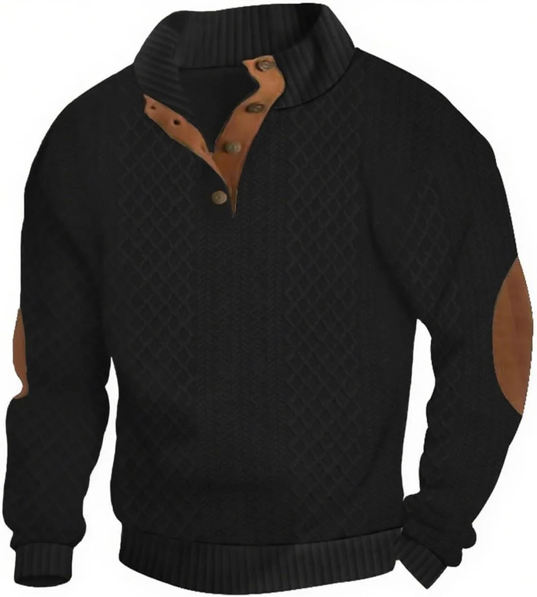 

Мужской вязаный свитер с длинными рукавами и воротником стойкой Lexiart