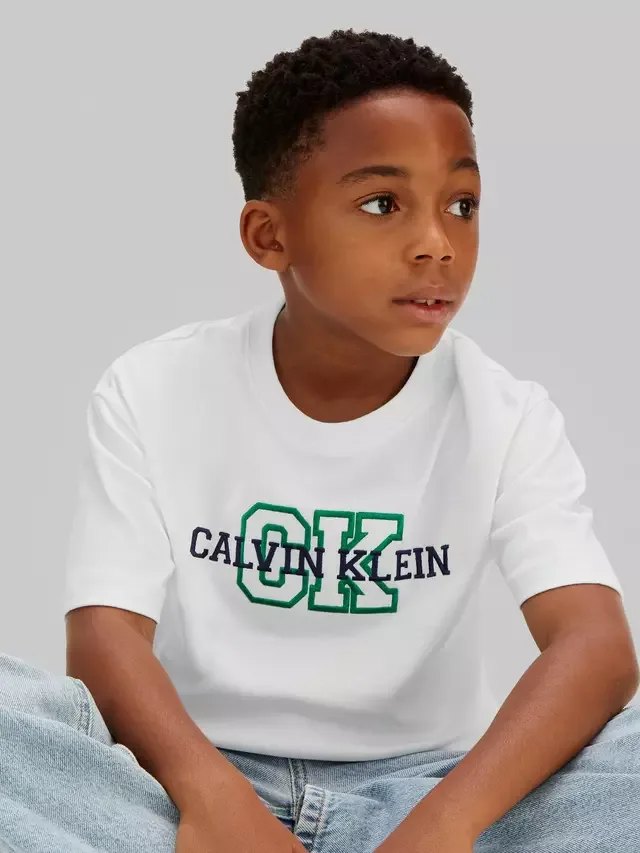 Детская футболка с коротким рукавом и логотипом, белая Calvin Klein — фото 4