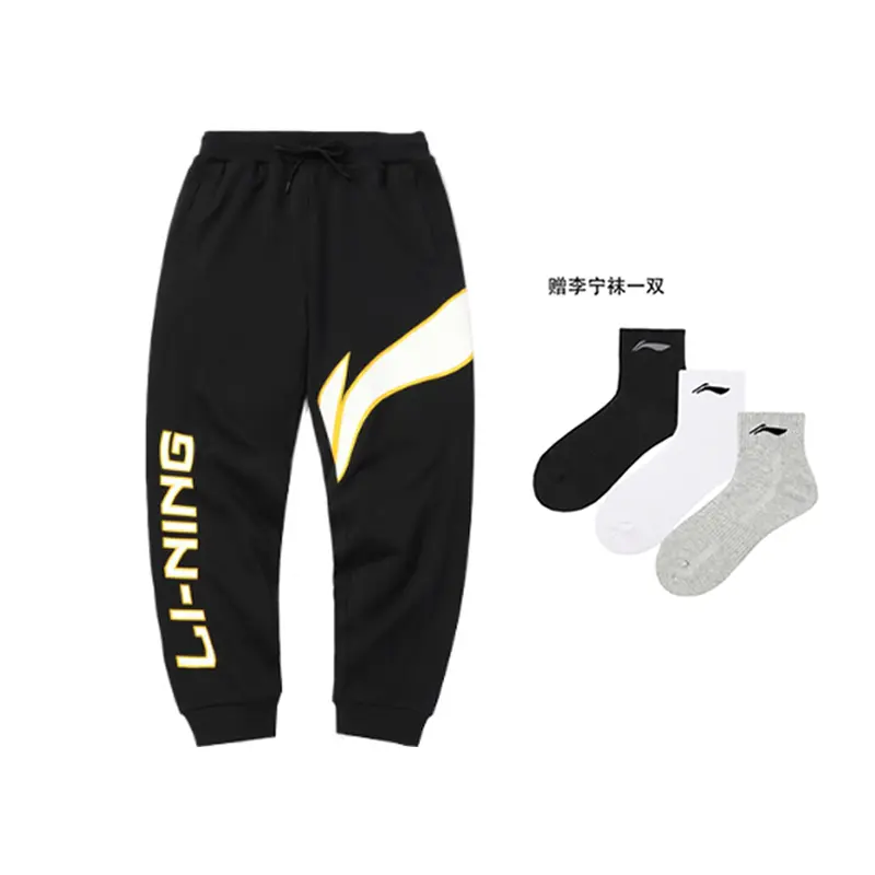 

LiNing Вязаные спортивные штаны мужские Li-Ning, new standard черный-regular free li-ning socks 1 pack