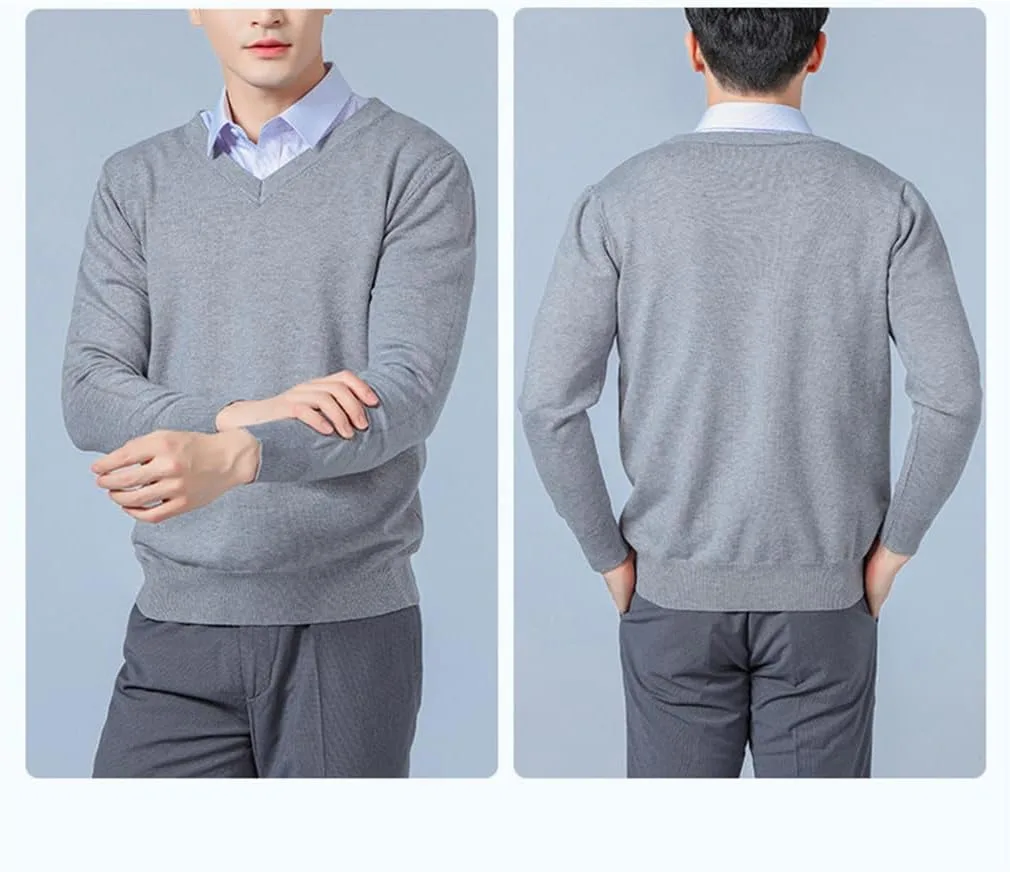 Мужской свитер V-образный вырез Wool Knitted Jumpers — фото 2