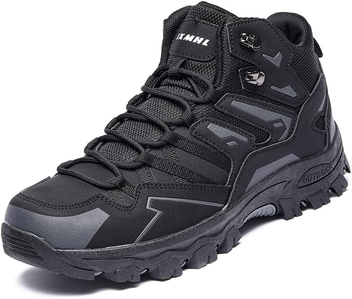 

Мужские высокие туристические ботинки водонепроницаемые, для активного отдыха на открытом воздухе, с широкой посадкой, кожаным верхом, противоскользящие кроссовки для походов, зимних прогулок и восхождений в горы Qacksv, черный