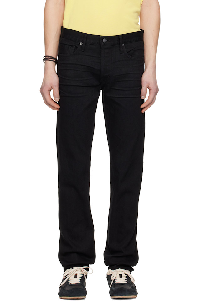 

Tom Ford Черные джинсы прямого кроя из эластичной ткани с кромкой