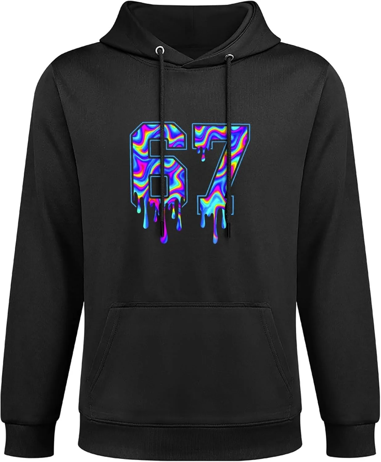 Толстовка с капюшоном Men Fun Swirl Six Seven Drip 6 7, классическая, с карманом — фото 3