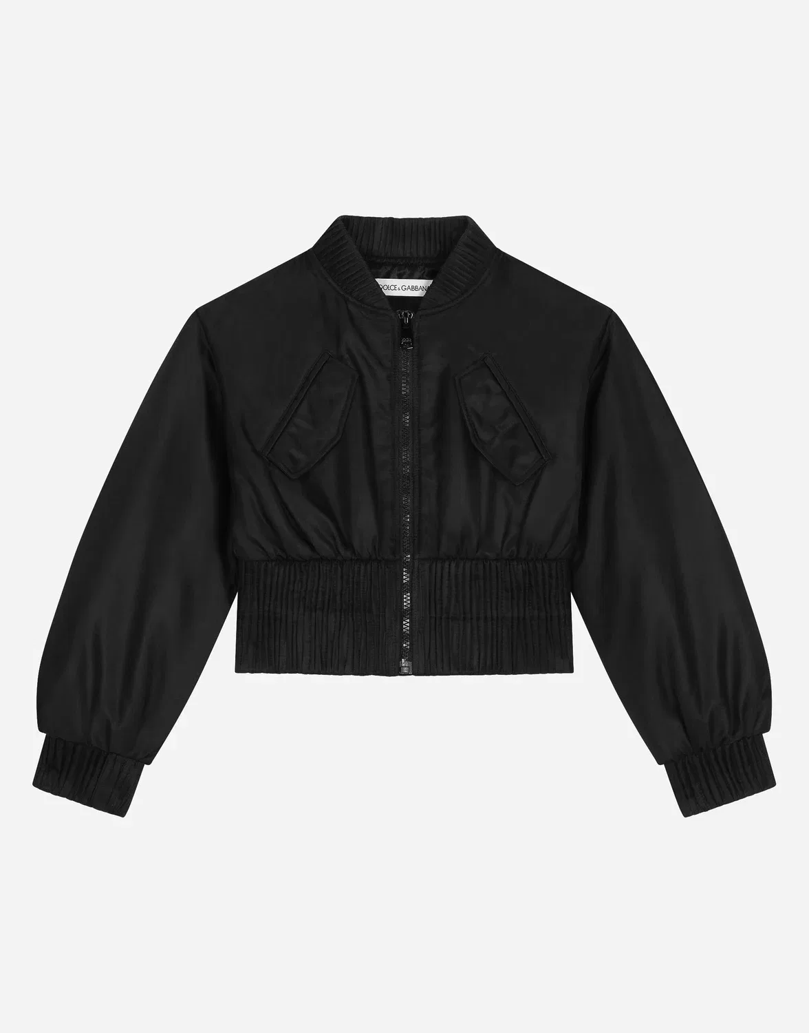 Атласная куртка-бомбер с биркой Dolce&Gabbana, черный