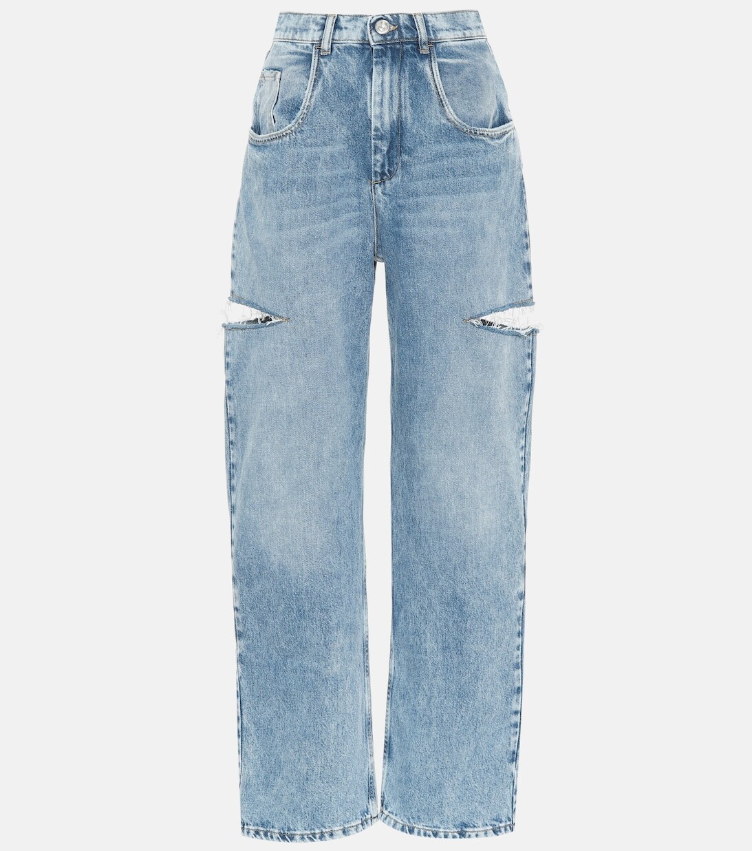 

Широкие джинсы с высокой посадкой и вырезами MAISON MARGIELA, синий