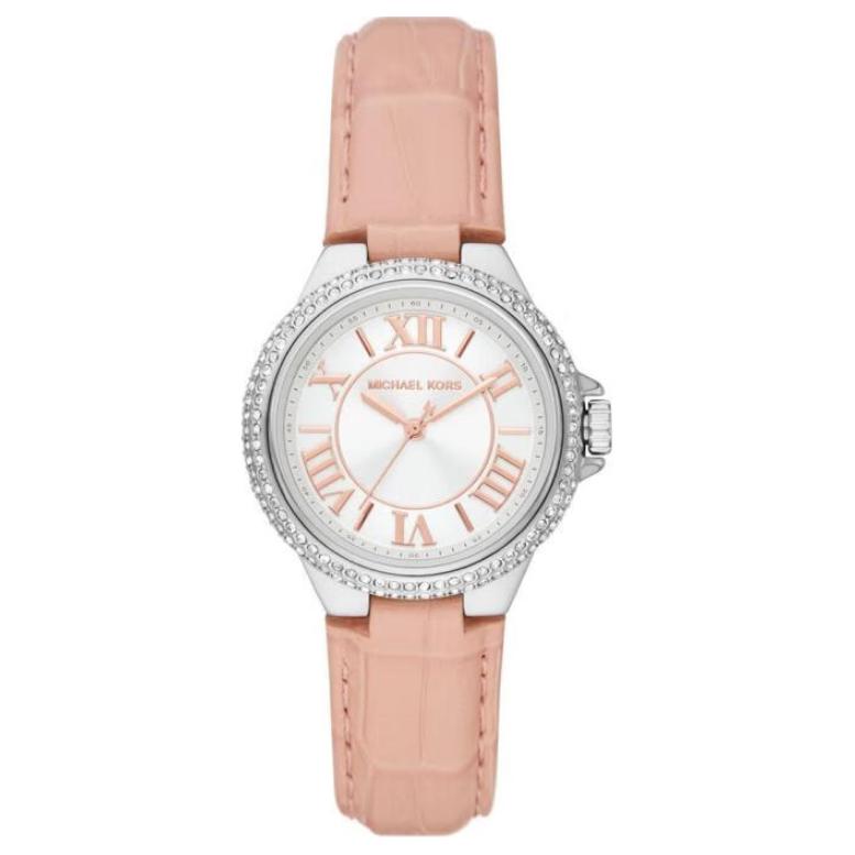 

MICHAEL KORS Наручные часы Camille Collection с кварцевым механизмом, ремешком из натуральной кожи, 33 мм, белый циферблат, женские часы