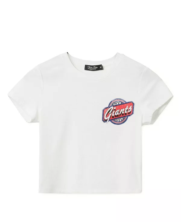 

Женская футболка с надписью "NFL New York Giants Cheers Baby" Junk Food Clothing, белый