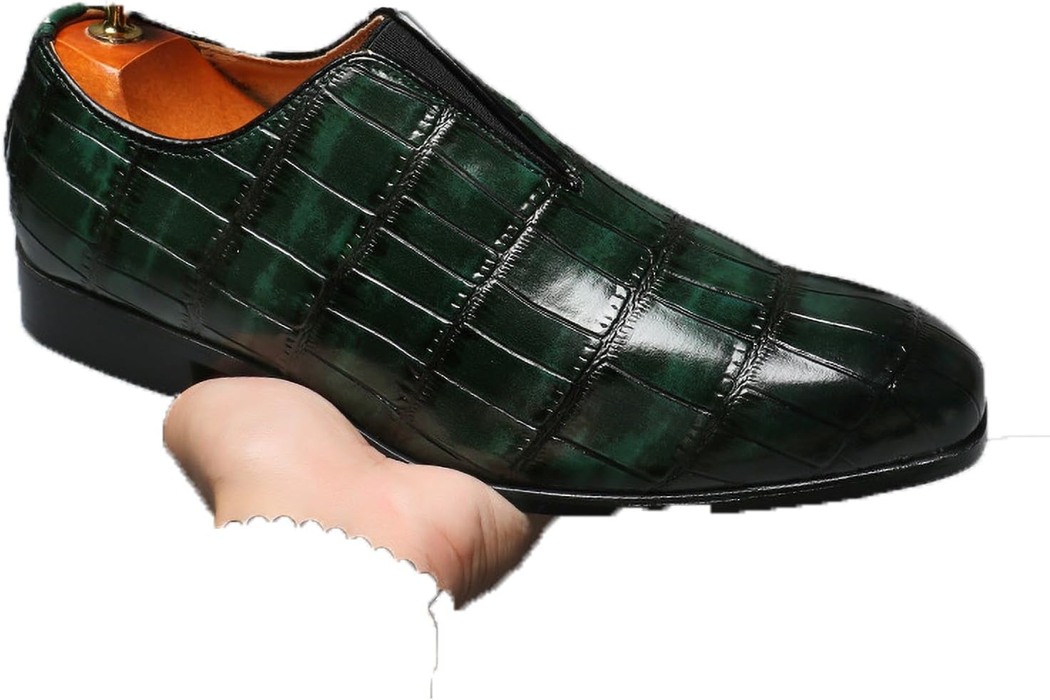 

Мужские повседневные деловые кожаные туфли Xinduoyu - эластичные слипоны для вождения, танцев, свадеб и модных ансамблей, зеленый