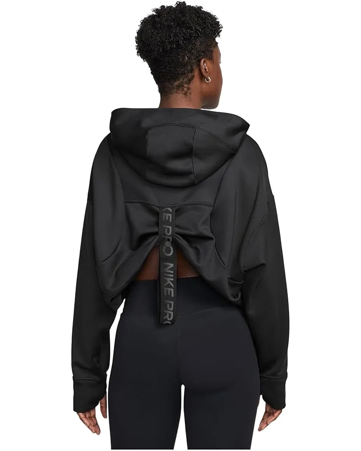 Толстовка Nike Pro Therma-FIT Fleece Hoodie, Black/White — фото 2