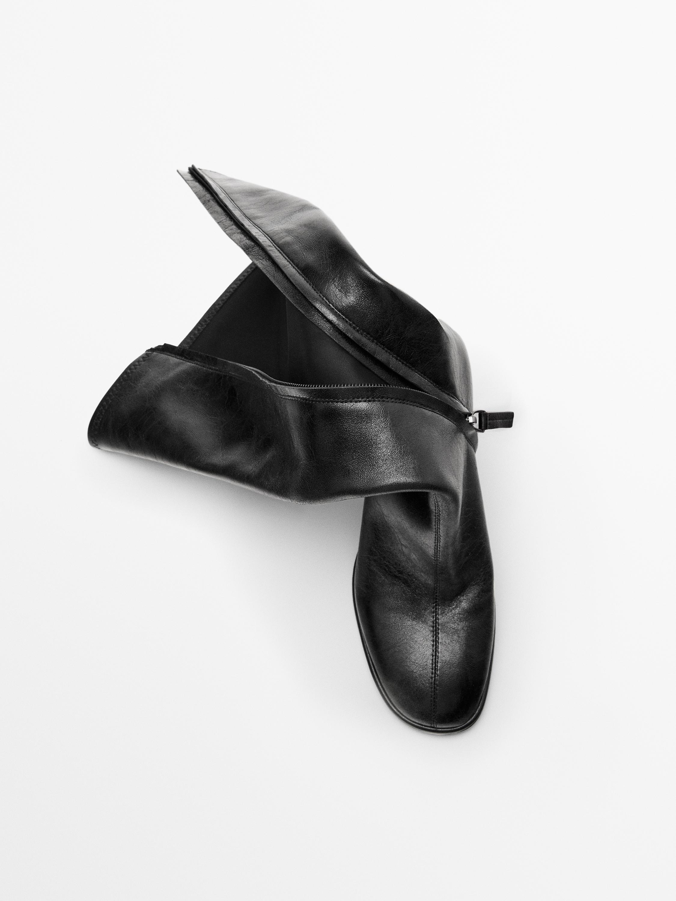 Сапоги на высоком каблуке с эластичными вставками на голенях Massimo Dutti, черный — фото 3