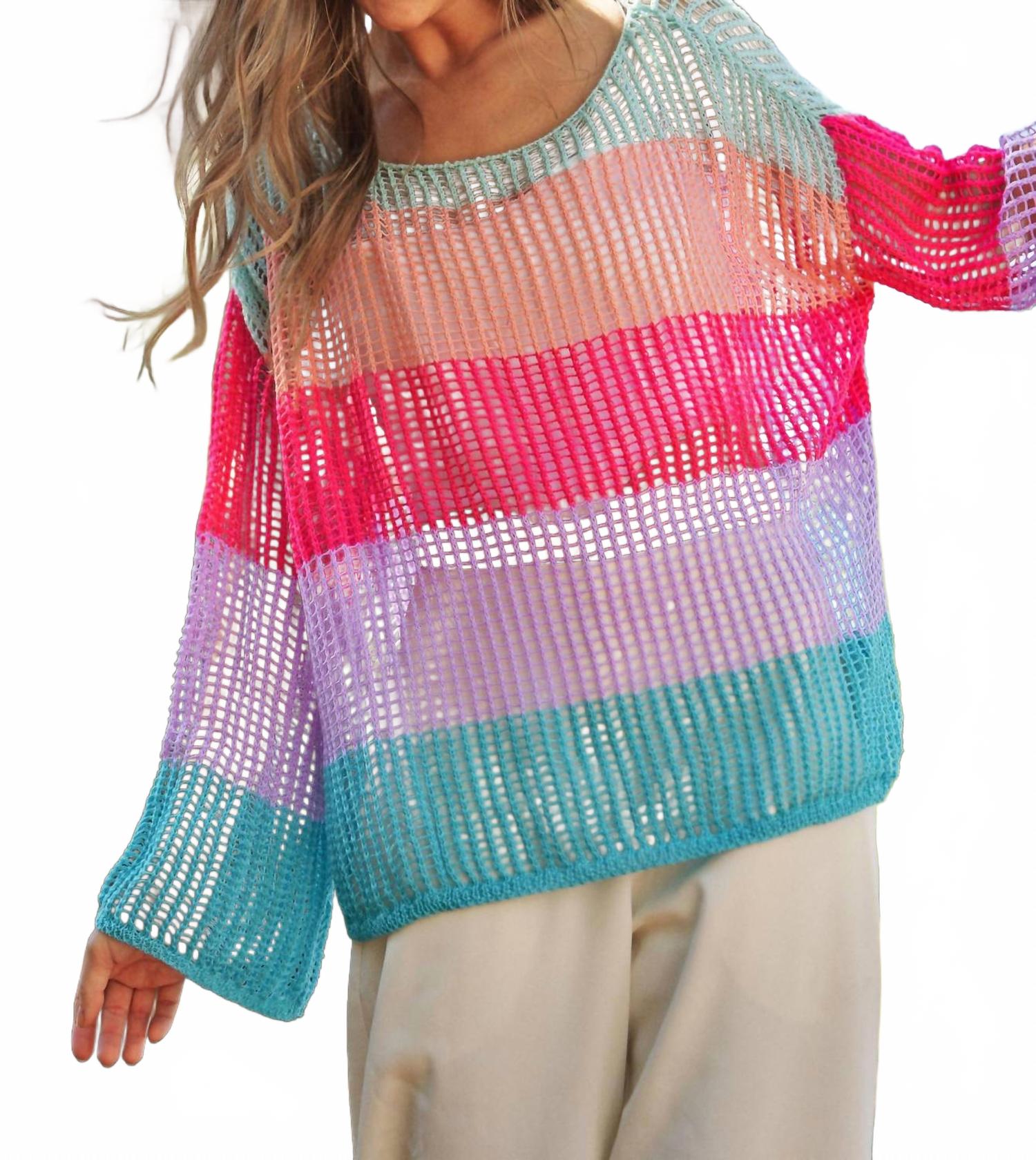 

Вязаный разноцветный полосатый пуловер DAVI & DANI, мультиколор