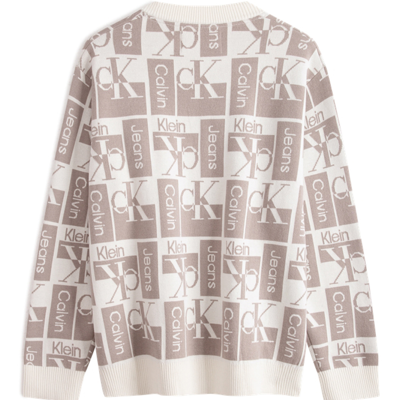 CALVIN KLEIN Трикотажный свитер мужской бело-кофейный мультиколор YBI-White Coffee Multicolor — фото 3