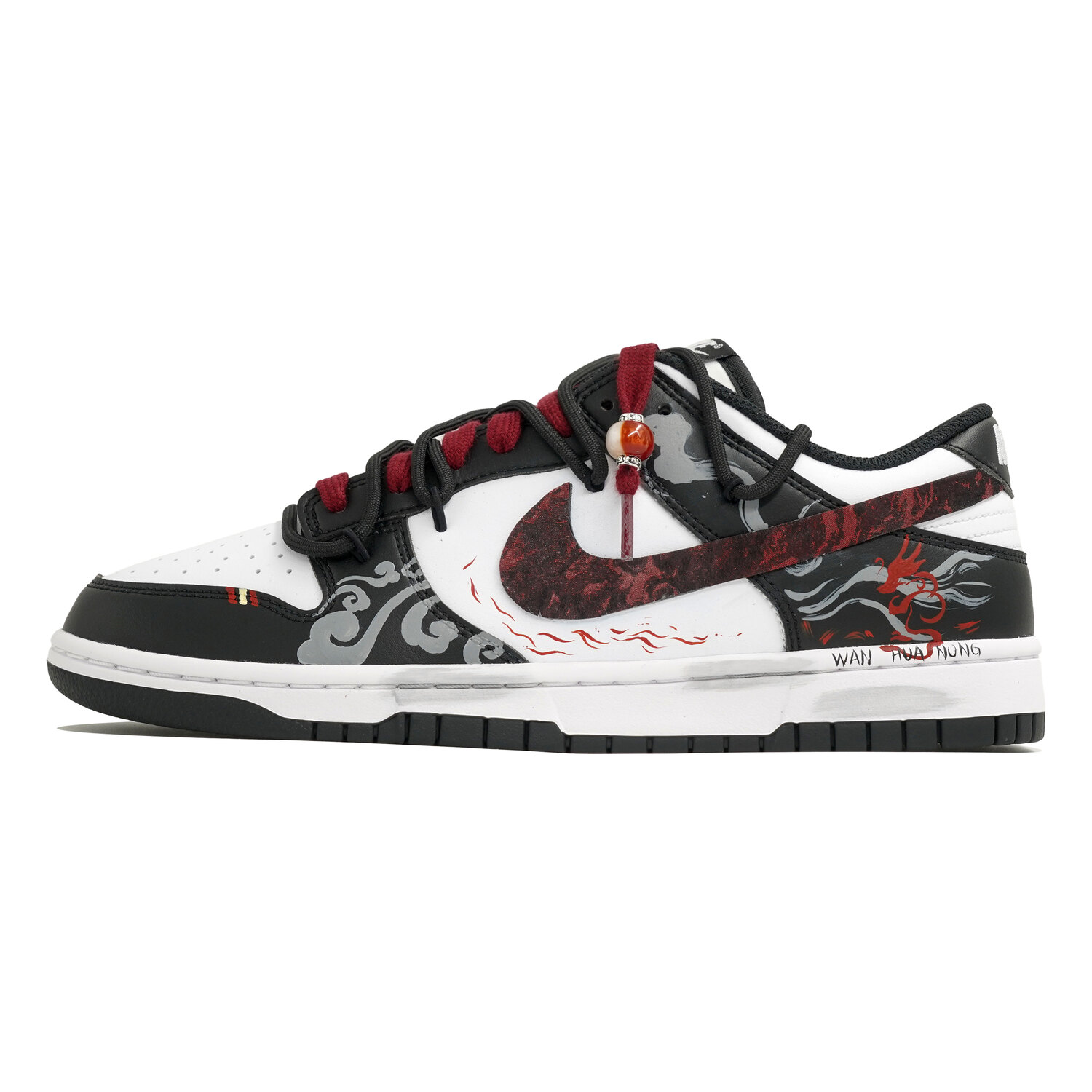 Кроссовки для скейтбординга Dunk Kaleidoscope, Mystical Age Flame Ink, Shopping Bag Abrasion Resistant, низкие, унисекс Nike, черный белый красный — фото 3