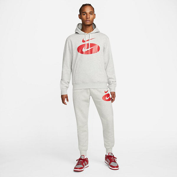 Толстовка Nike Sportswear Swoosh League Fleece Pullover Hoodie 'Light Grey Heather', серый — фото 4