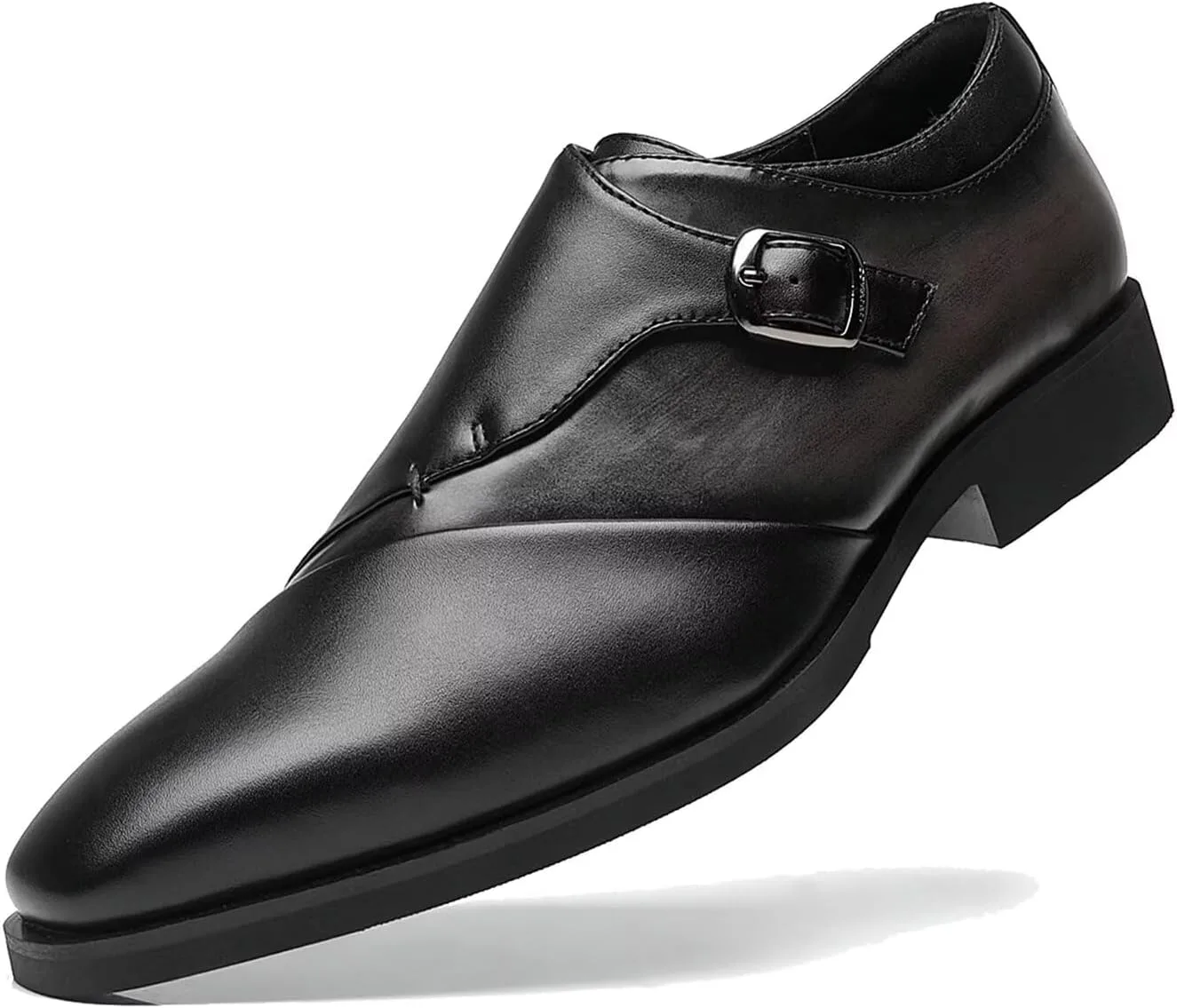 Классические мужские лоферы SANNAX Monk Strap с гладкими носками, в стиле оксфорд, для официальных деловых контактов и свадеб, черный