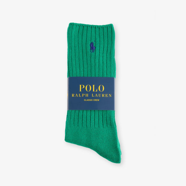 

Носки с вышитым логотипом, ребристые, из эластичного хлопка, модель crew Polo Ralph Lauren, мультиколор