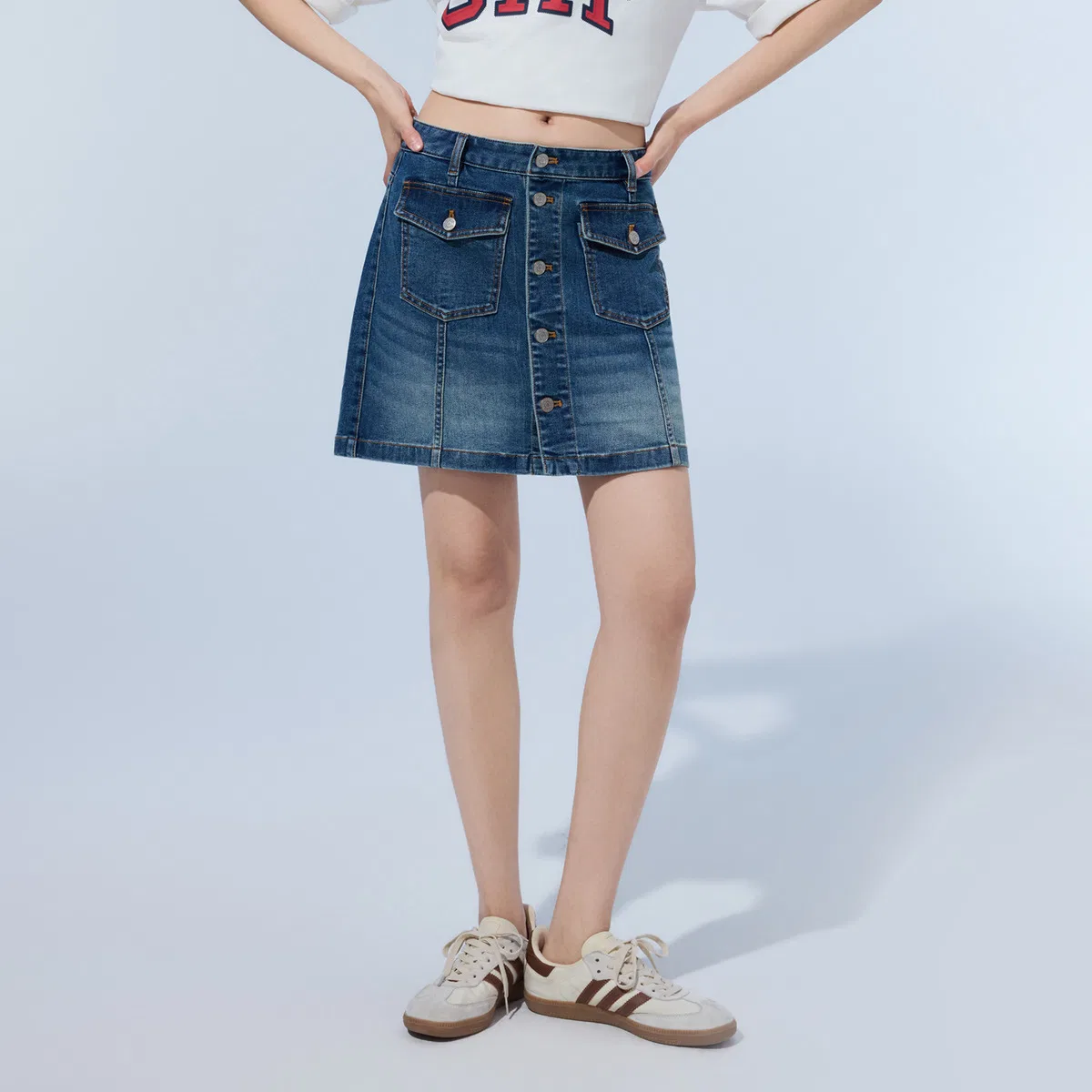 Джинсовая мини-юбка GAP Blue Washed — фото 4