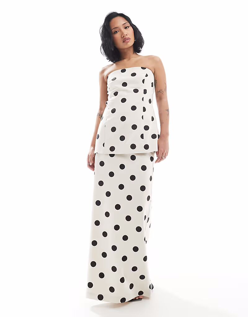 

Эксклюзивная льняная юбка макси в кремовый горошек 4Th & Reckless Petite