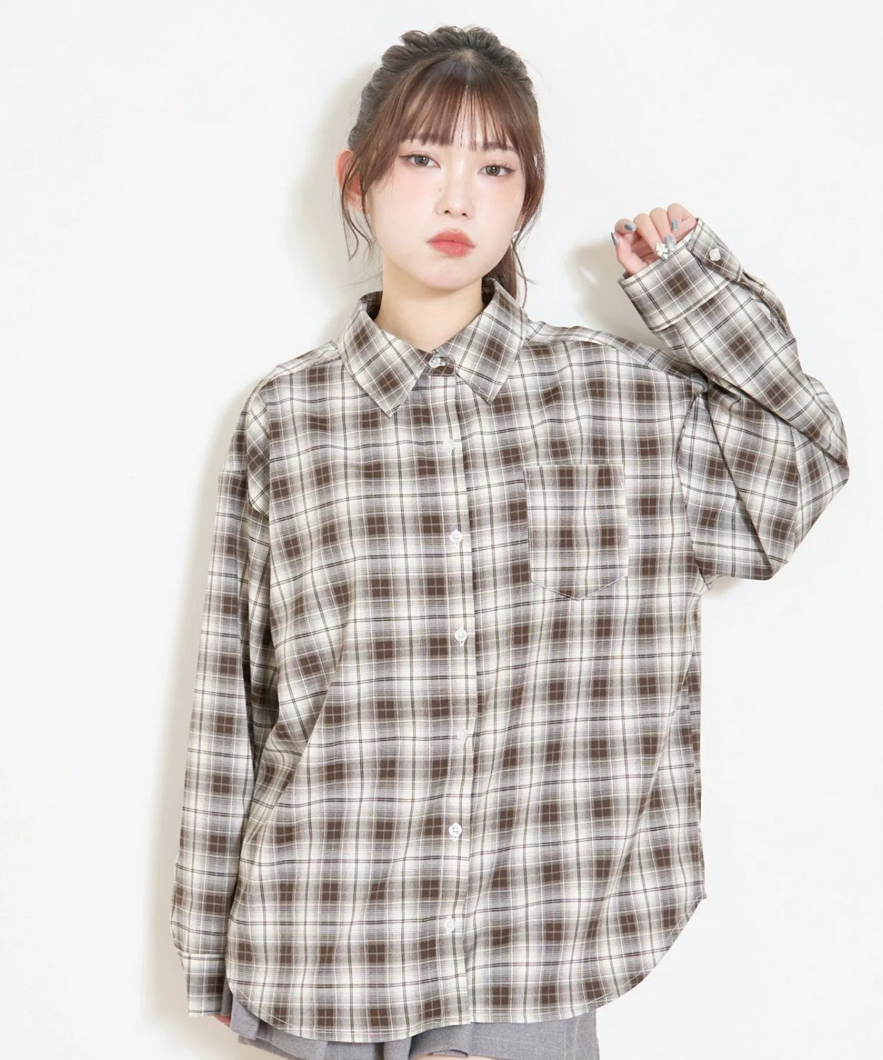 Свободная клетчатая рубашка — фото 3