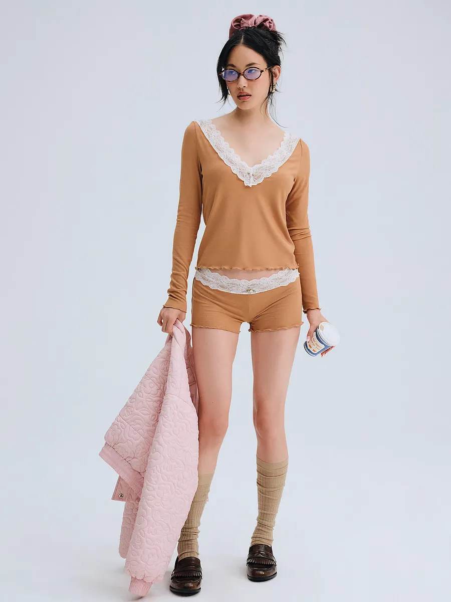 

Трикотажные шорты в рубчик Eisley For Love & Lemons, коричневый