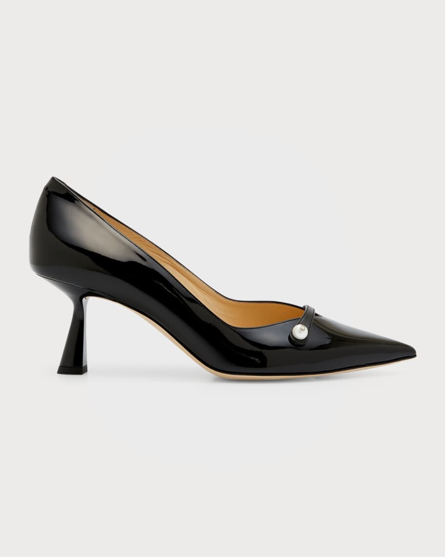 Патентованные туфли-лодочки Rosalia с жемчужным ремешком Jimmy Choo