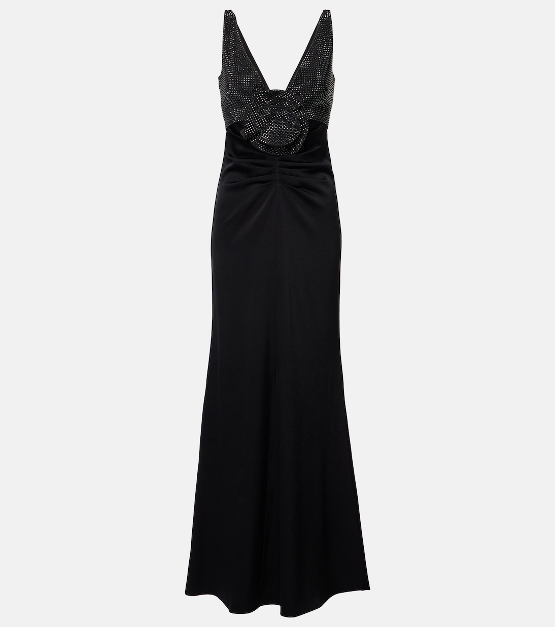 

Платье из атласного крепа с цветочной аппликацией Roland Mouret, черный