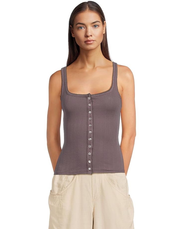 

Топ Free People End Game Pointelle Tank, цвет Volcanic Glass