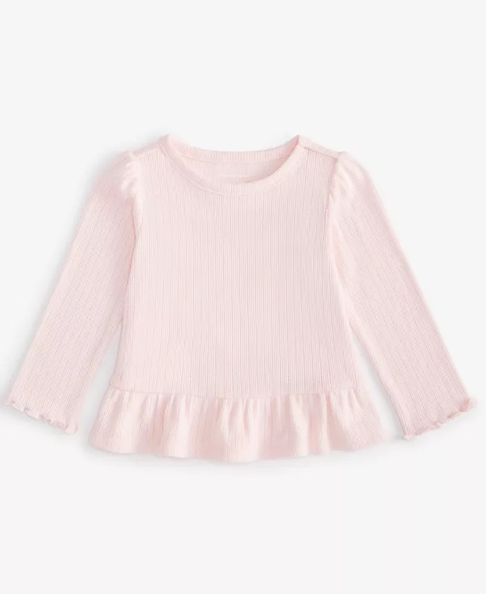 

Детская футболка с длинным рукавом Pointelle для девочек First Impressions, розовый