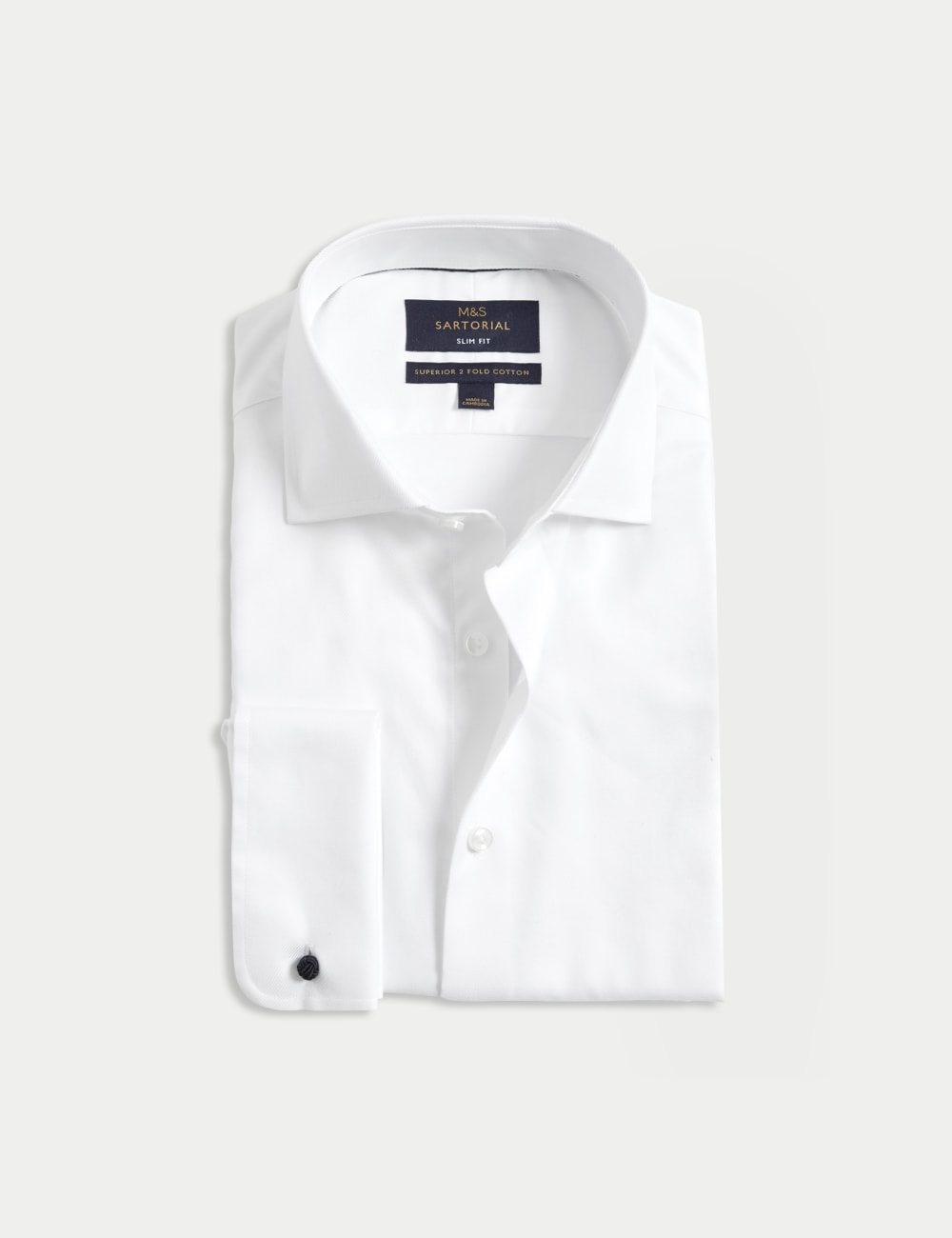 

Рубашка из хлопкового твила Slim Fit Luxury Double Cuff Marks & Spencer SARTORIAL, белый