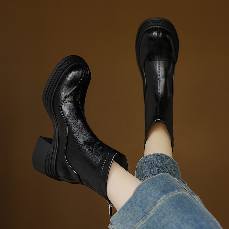 Yeezyy Reezy Черные женские ботинки на каблуке 6,5 см, цвет Black — фото 3
