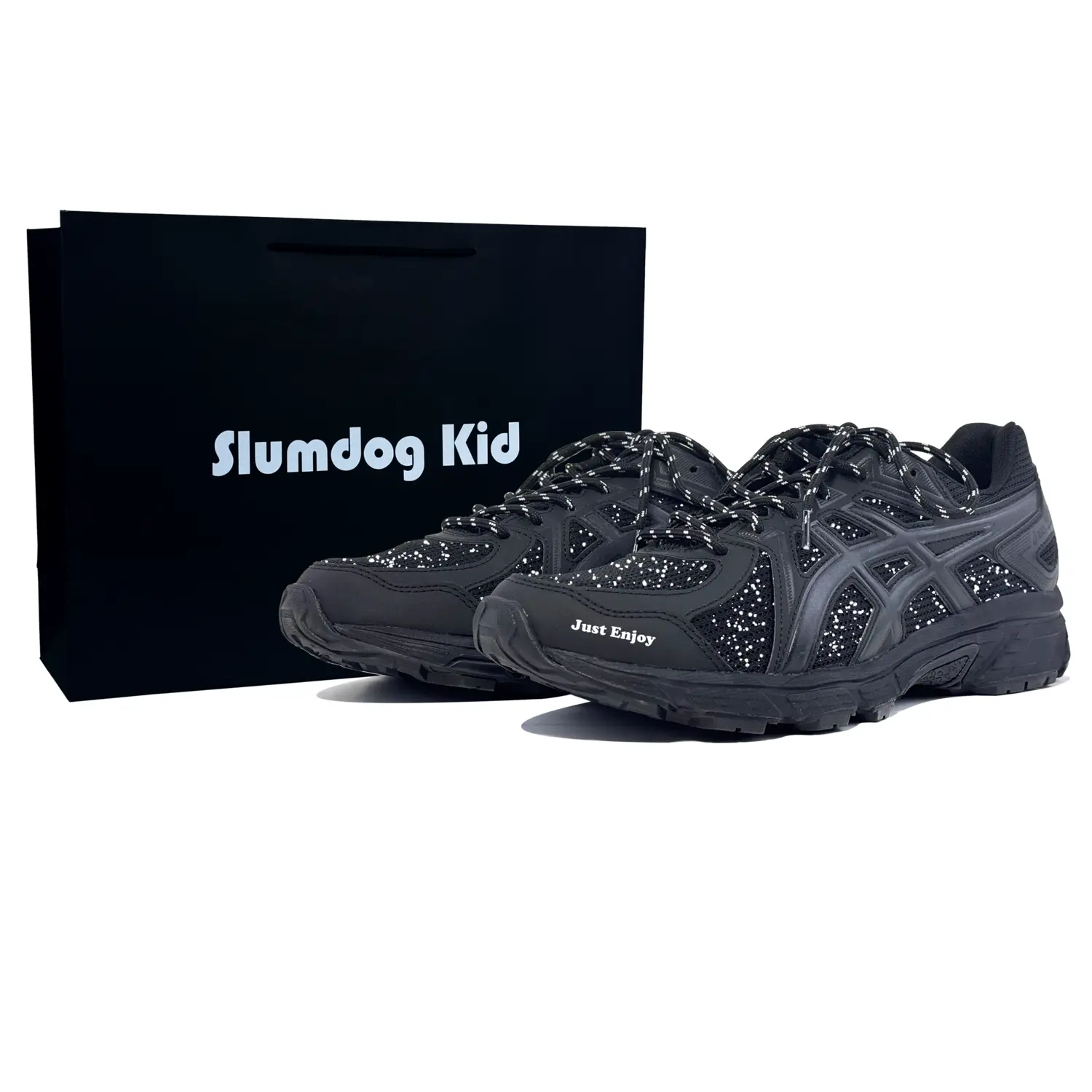 

Asics Мужские низкие беговые кроссовки Jog 100 T с амортизацией и износостойкостью, черный с белым