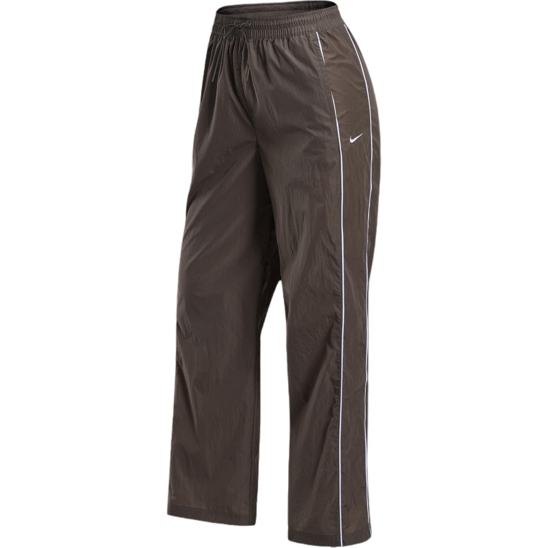 

Женские брюки Nike Windrunner с высокой талией, тканные, с открытым краем, цвет Iron Limestone/White