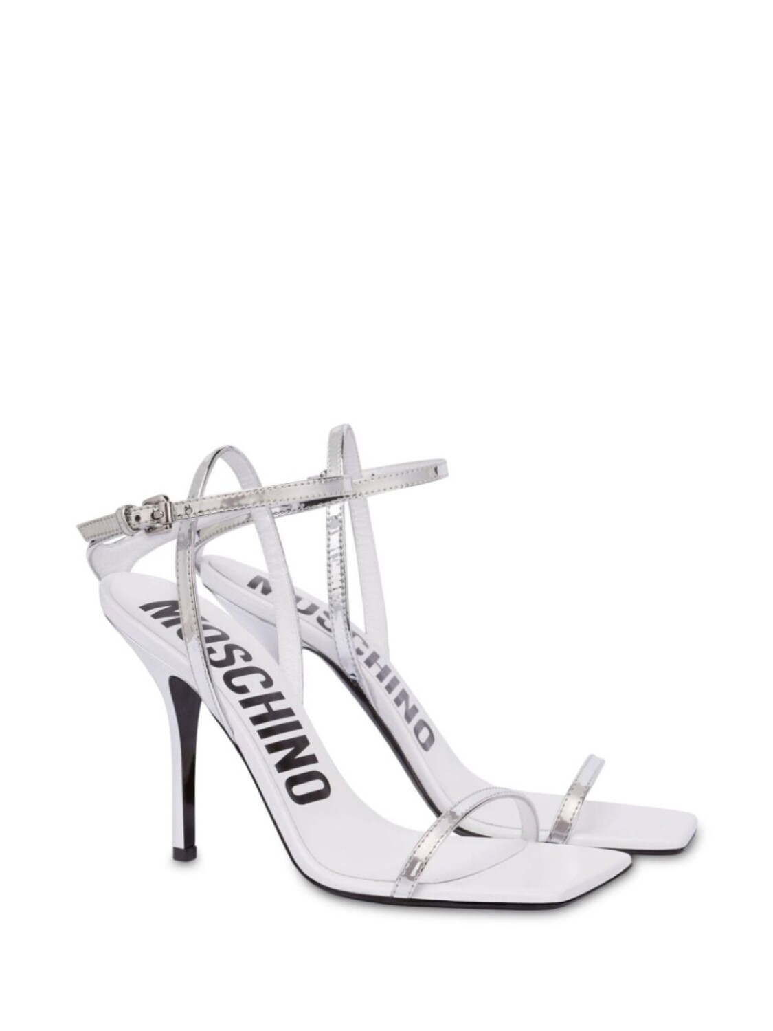 Moschino сандалии с эффектом металлик, серебристый — фото 2