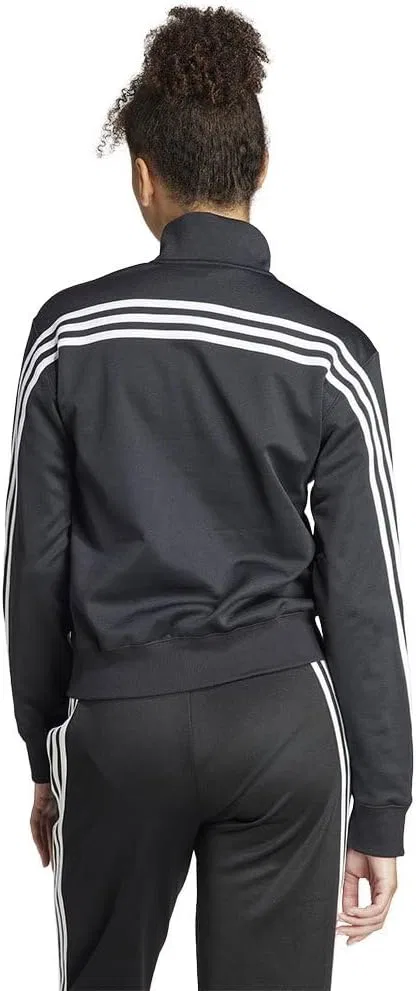 Трек-куртка женская, 3-полоски, adidas, Black/White — фото 2