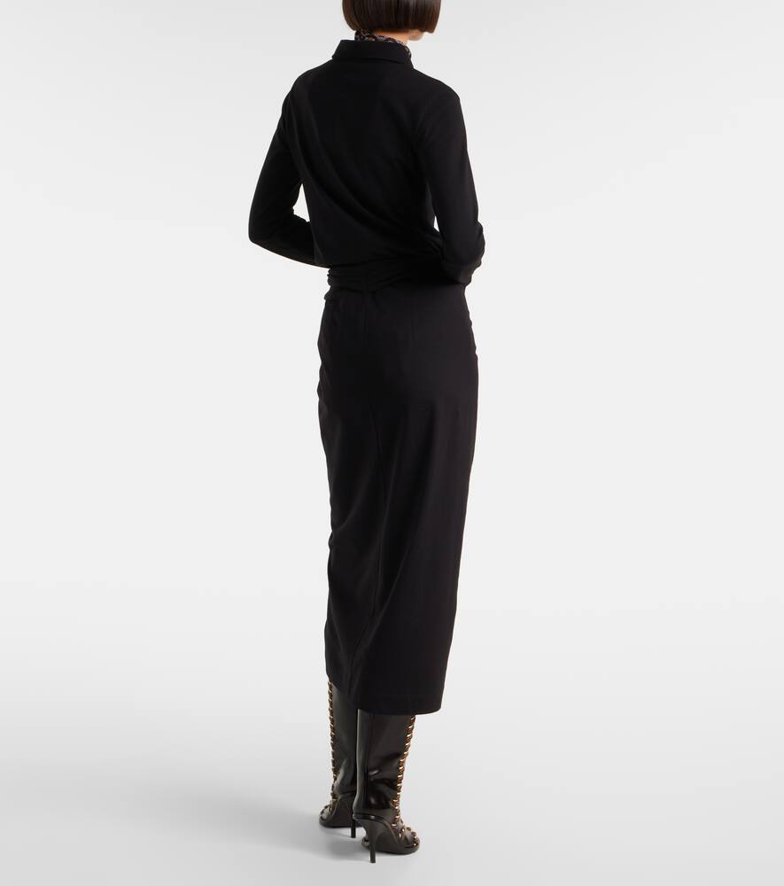 Собранная хлопковая джерси миди-юбка Dries Van Noten, Black — фото 3