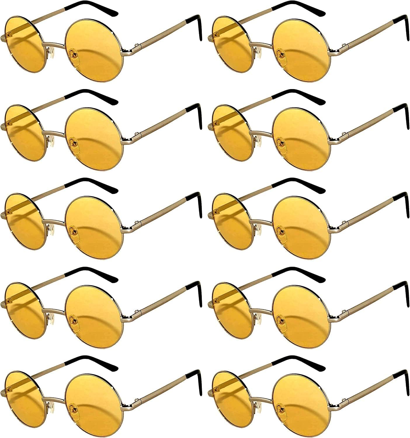 

OWL, набор из 10 круглых солнцезащитных очков в стиле ретро-винтаж с прозрачными, тонированными и зеркальными линзами 43 и 56 мм, металлическая оправа, 43 Mm Silver / Yellow Tint