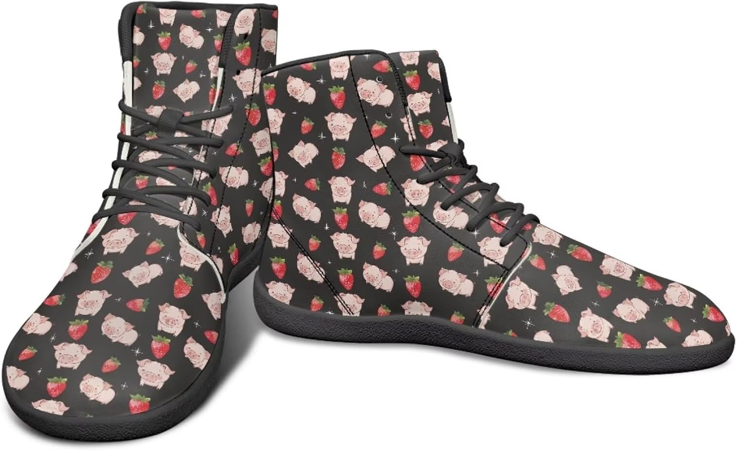 

Мужские высокие кроссовки Animal Design с широким носком и резиновой подошвой для бега и с нулевым перепадом высоты, обеспечивающие ощущение поверхности Watdotory, Pig Strawberry Starlight Print