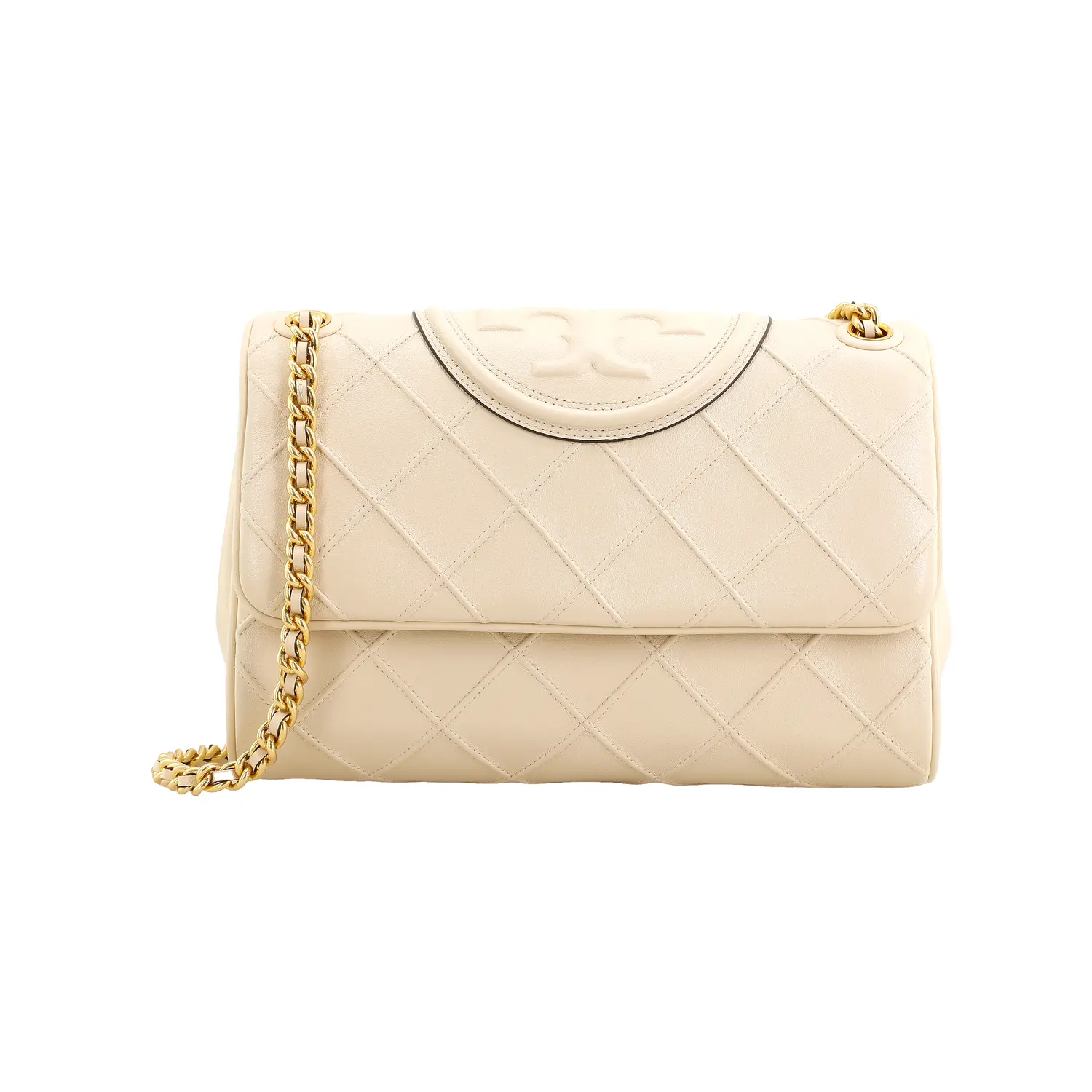 

TORY BURCH Кожаная портативная сумка через плечо женская кремовая