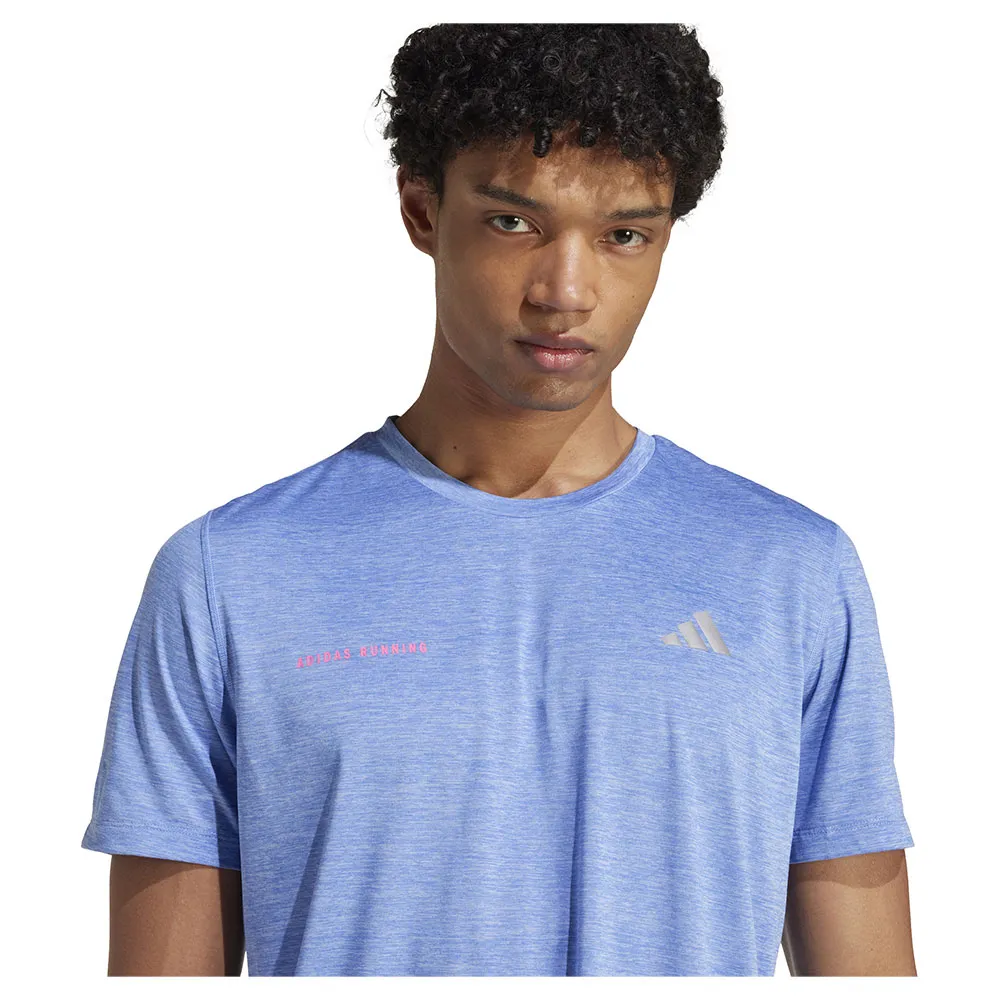 Футболка с коротким рукавом спортивная adidas Own The Run Melange, синий — фото 4