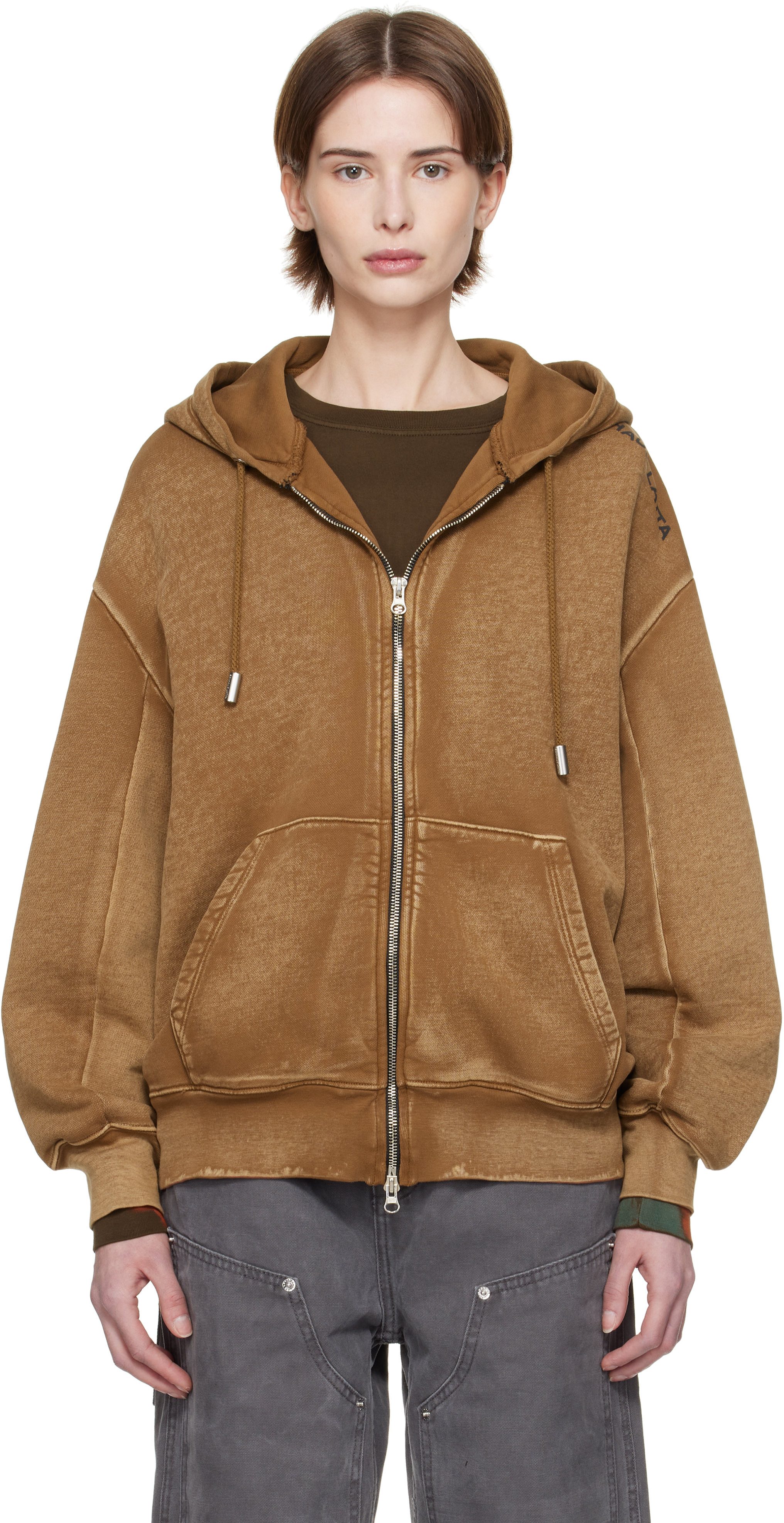 

Загорелая толстовка с капюшоном на молнии Eckhaus Latta