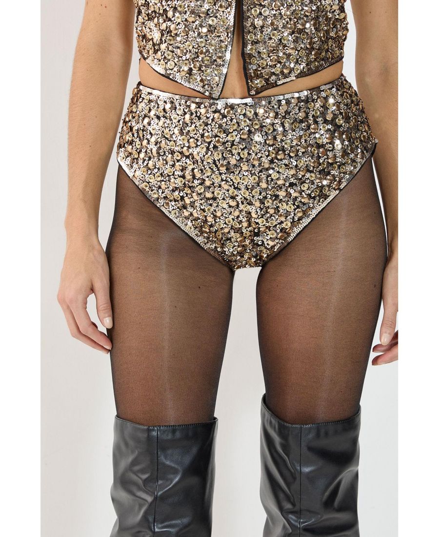 

Женские короткие шорты с ручной вышивкой в виде кластеров Nasty Gal, Gold