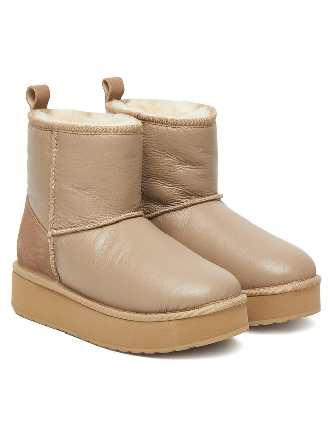 Зимние сапоги Stinger Mini Flatform Leather W13189 Emu Australia, бежевый — фото 2