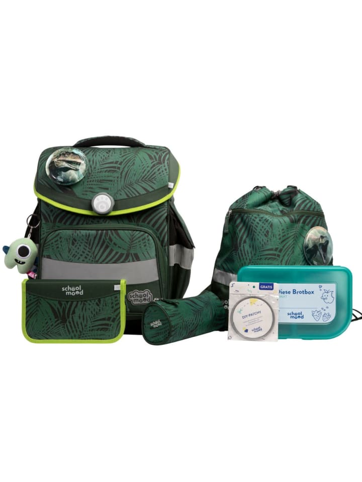 

SCHOOL-MOOD Набор из 7 школьных сумок Timeless Pro Daniel Dinosaur в черно-темно-зеленом цвете