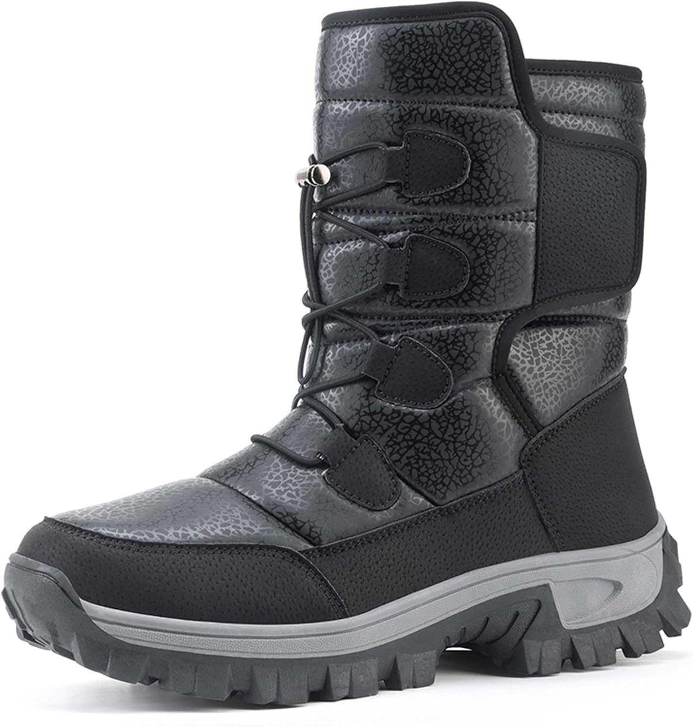 

Мужские и женские модные зимние ботинки с меховой подкладкой, теплые зимние ботинки, водонепроницаемые высокие снежные ботинки, уличная обувь с противоскользящей подошвой для работы, походов, трейлового бега Generic, черный