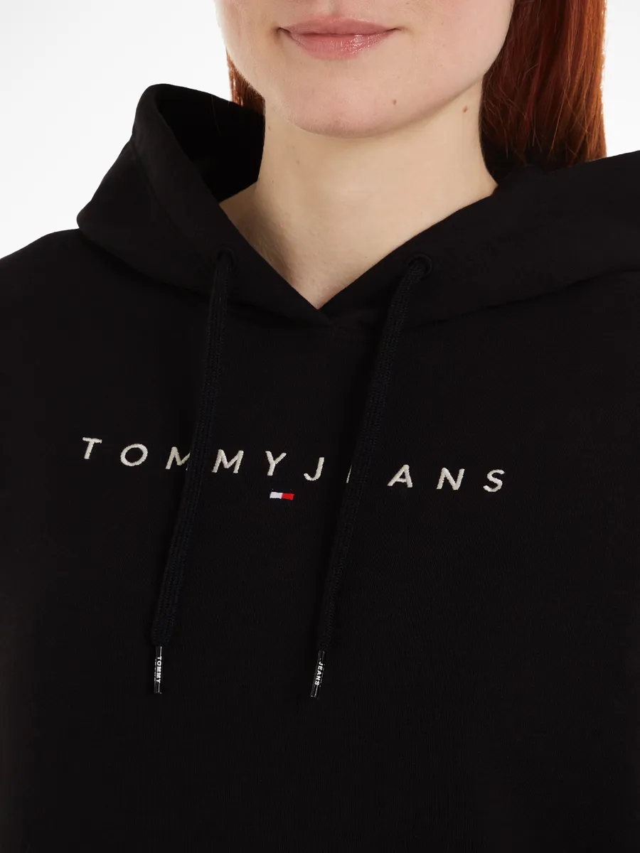 Толстовка Tommy Jeans с капюшоном "TJW REG LINEAR HOODIE" и надписью-логотипом, черный — фото 4