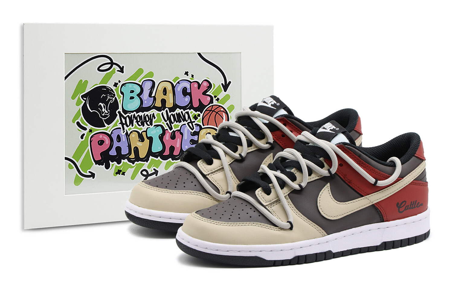 

Кроссовки для скейтбординга Dunk мужские низкие коричневый/красный Nike