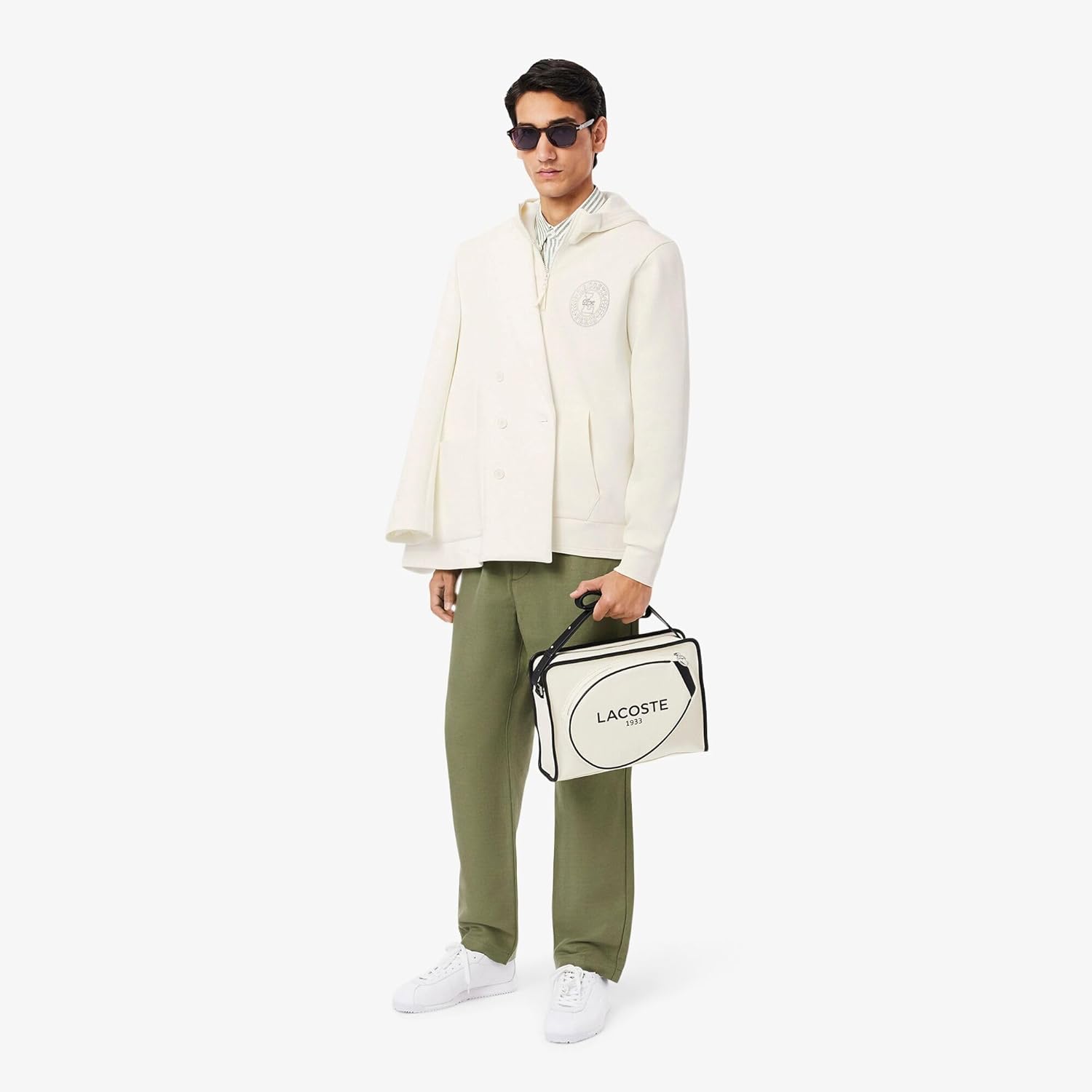 Мужская толстовка Lacoste (официальная) Толстовка на молнии Laurel Circle, белый — фото 4