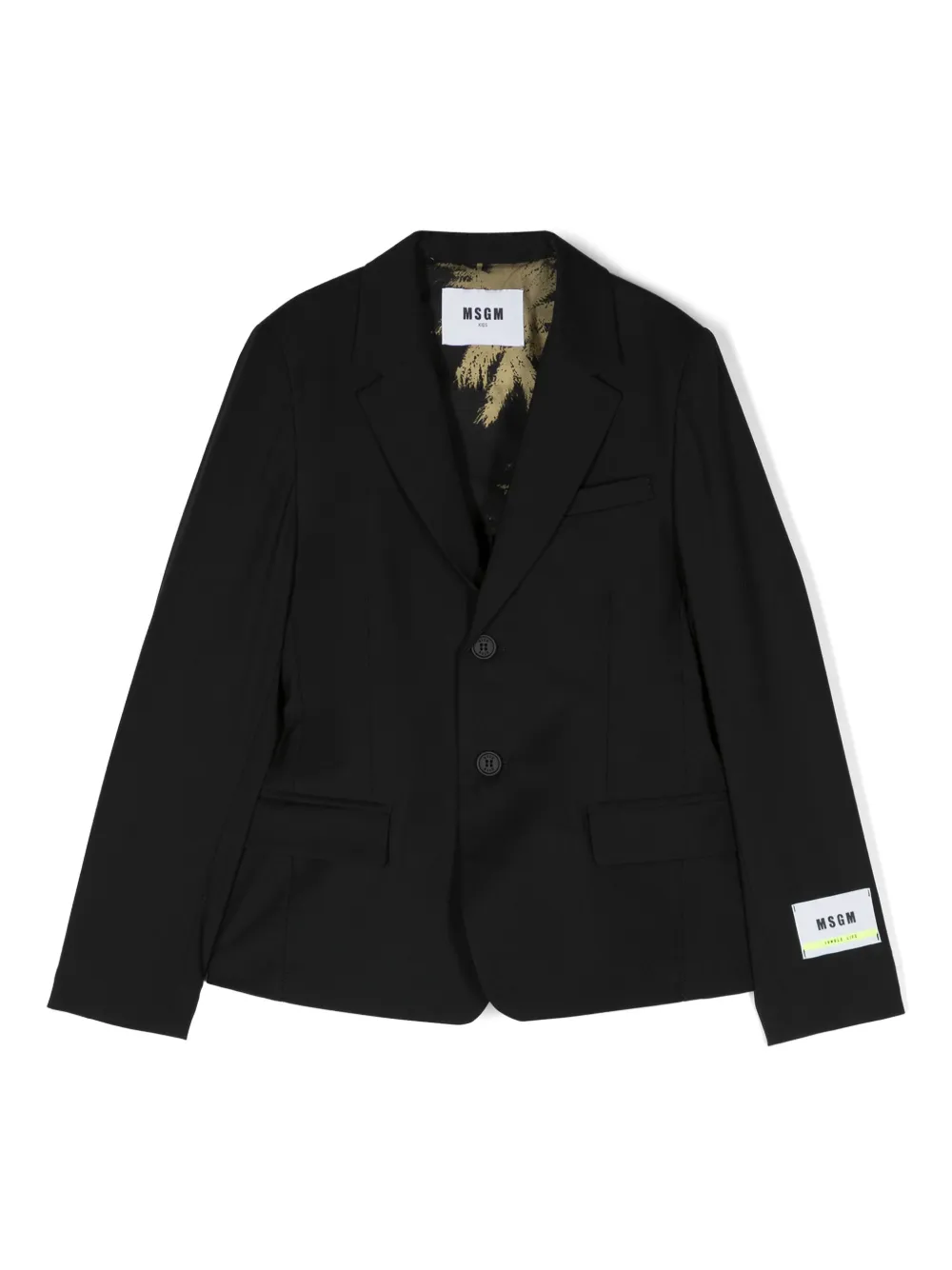 

Однобортный пиджак с нашивкой-логотипом MSGM Kids, черный