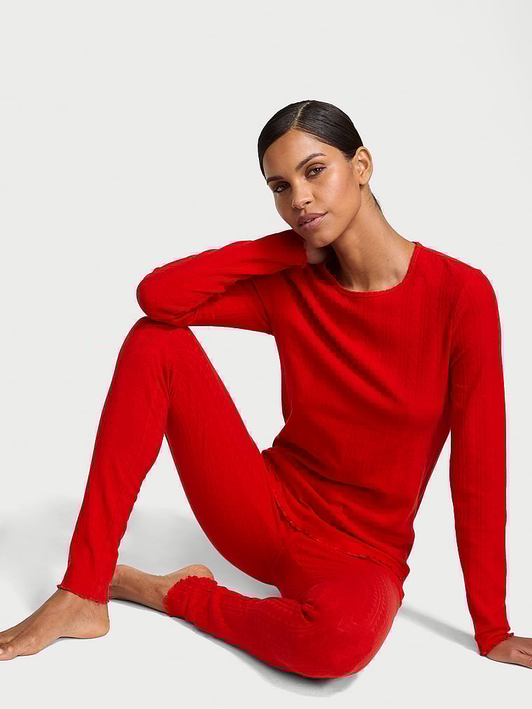 

Длинный пижамный комплект с ажурным узором в виде сердца Victoria'S Secret, красный