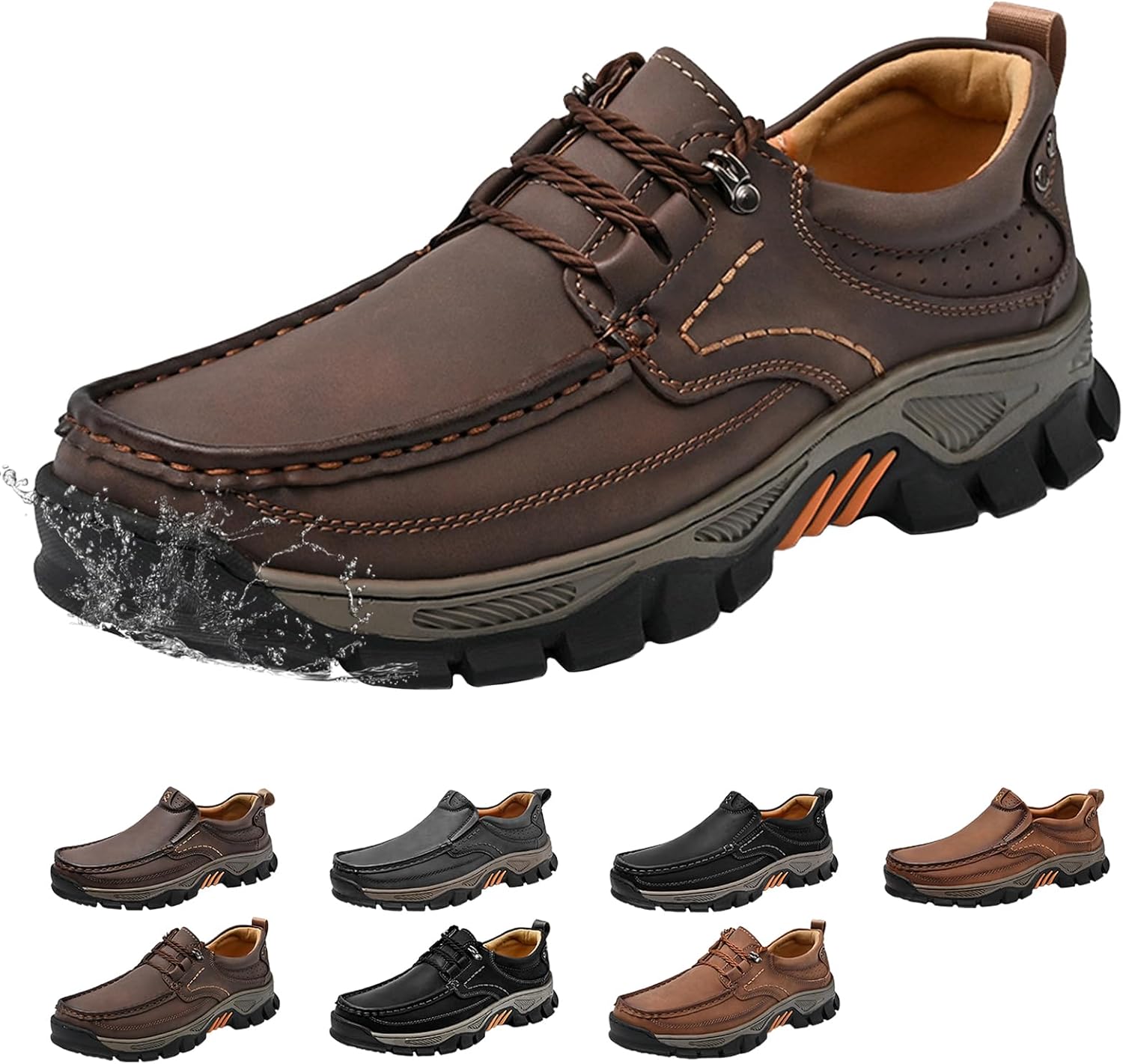 

Мужские слипоны лоферы из кожи, водонепроницаемые, с очень широкой колодкой, легкие, повседневные, для ходьбы, дышащие, с нескользящей подошвой, удобные кроссовки Generic, темно-коричневый